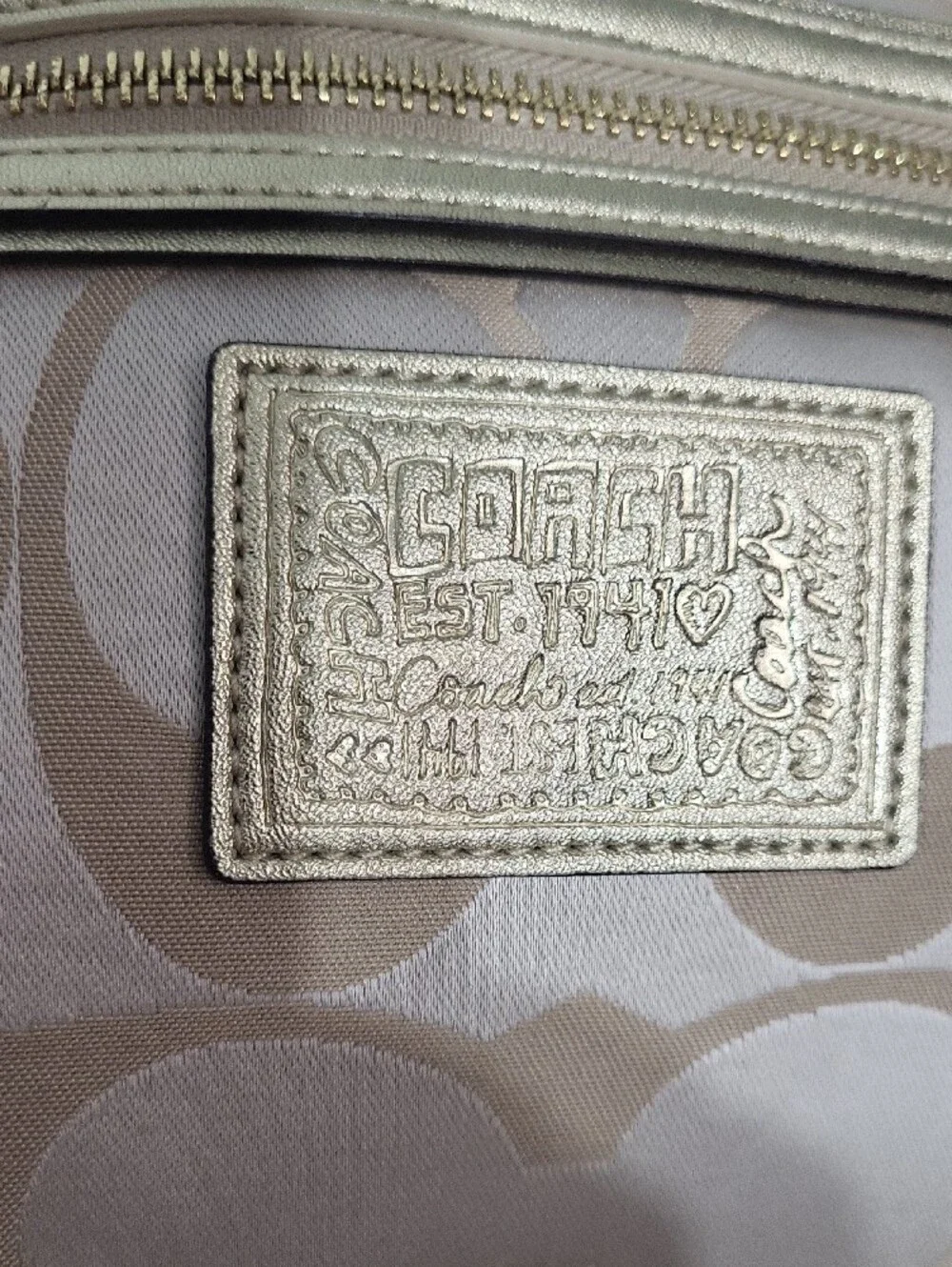 Coach Poppy Vintage Cream Signature Floral Shoulder Bag with Gold Accents